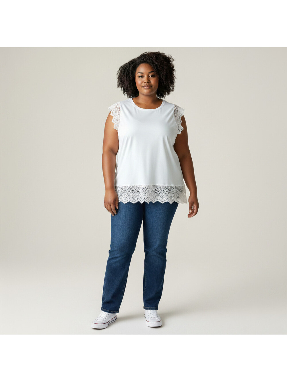 Talbots Top Women 2X Plus White Sleeveless Wide Strap Cotton Casual Stretch